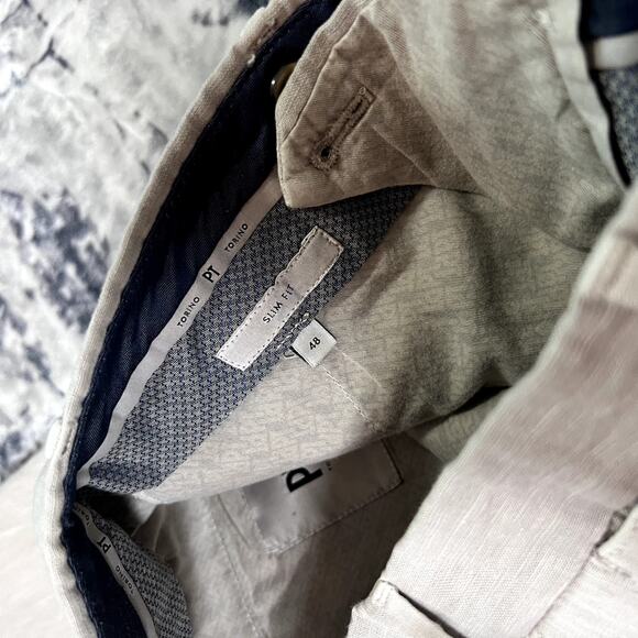 Pt Torino Linen & Cotton Delave Slim Fit Trousers Sz EU 48/ US 32L - Picture 5 of 8